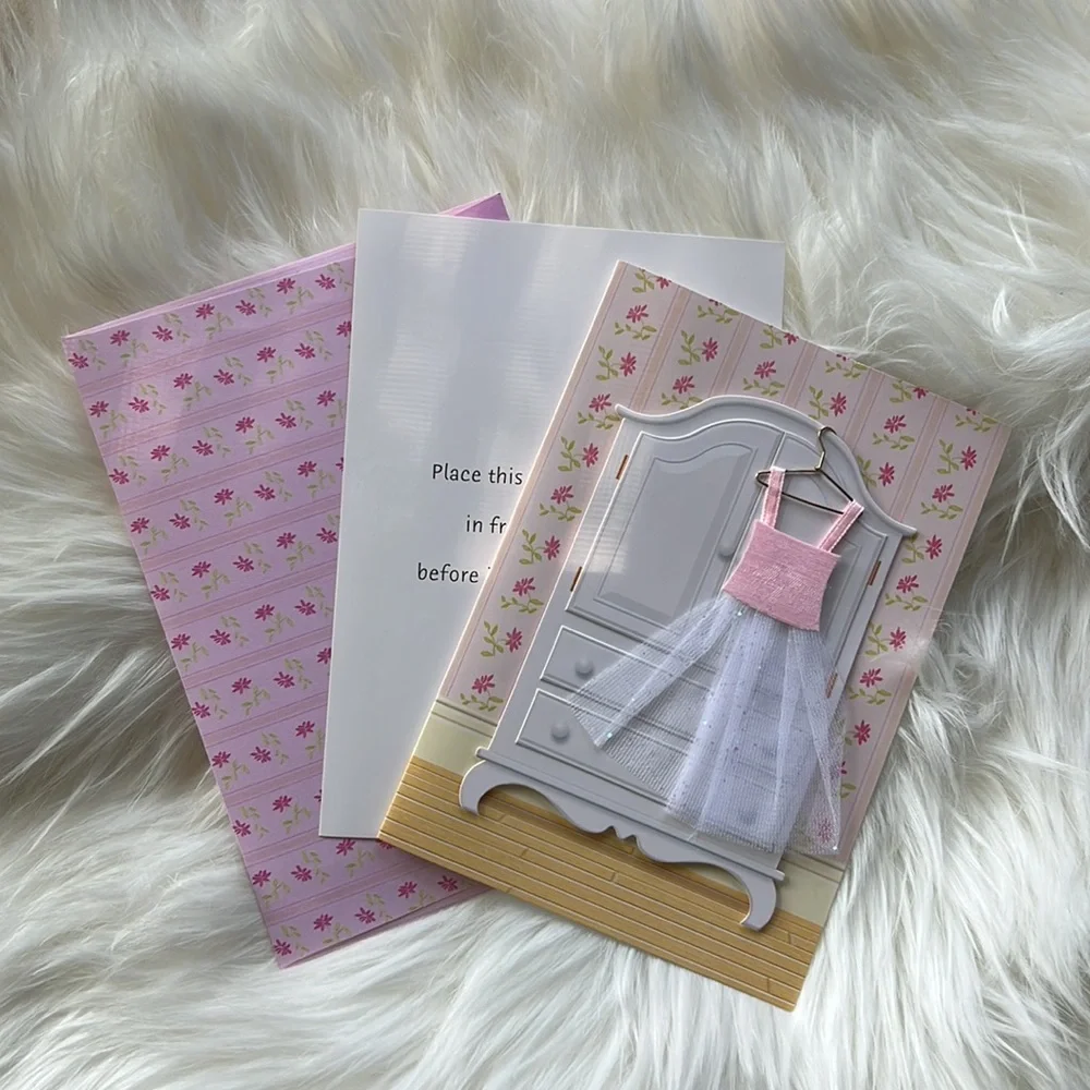 Hallmark tulle pink and white dress happy birthday greeting card